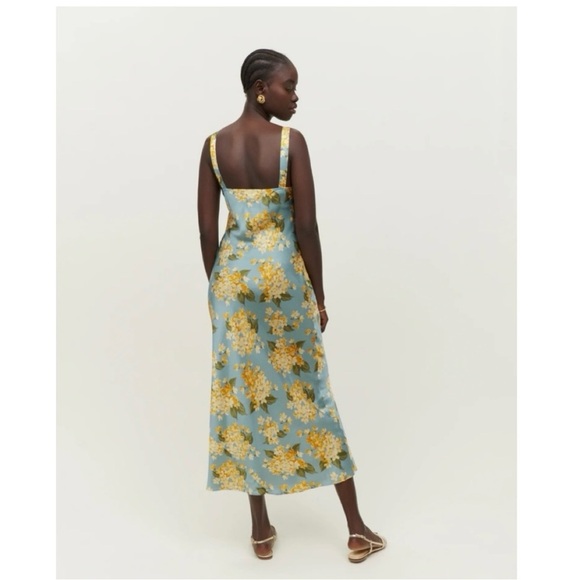 REFORMATION SILK Floral Blue and Yellow Maxi Dress SIZE SMAL - Picture 2 of 11